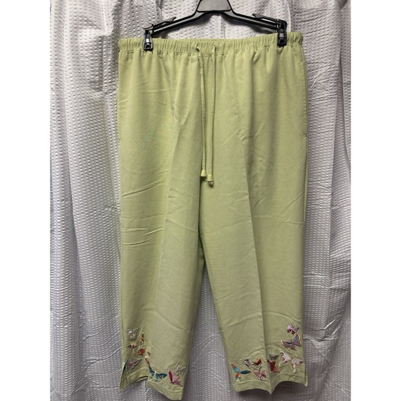 Lavie Boheme Lounge Travel 2p set Women's Medium Green Butterfly Embroidered Y2K - Picture 9 of 11